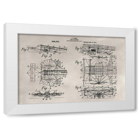Patent--Aerial Machine White Modern Wood Framed Art Print by Ludwig, Alicia