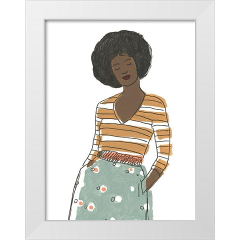 Fashion Vignette II White Modern Wood Framed Art Print by Vess, June Erica