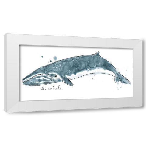Cetacea Sei Whale White Modern Wood Framed Art Print by Vess, June Erica
