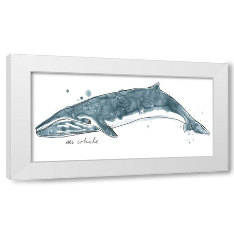 Cetacea Sei Whale White Modern Wood Framed Art Print by Vess, June Erica