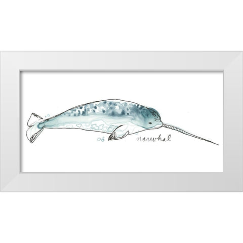 Cetacea Narwhal White Modern Wood Framed Art Print by Vess, June Erica