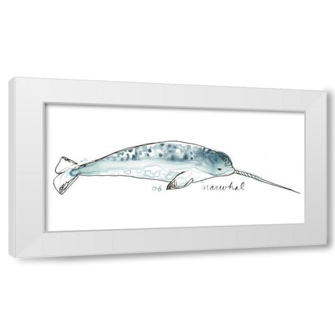 Cetacea Narwhal White Modern Wood Framed Art Print by Vess, June Erica