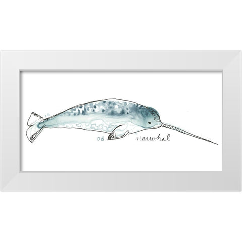 Cetacea Narwhal White Modern Wood Framed Art Print by Vess, June Erica
