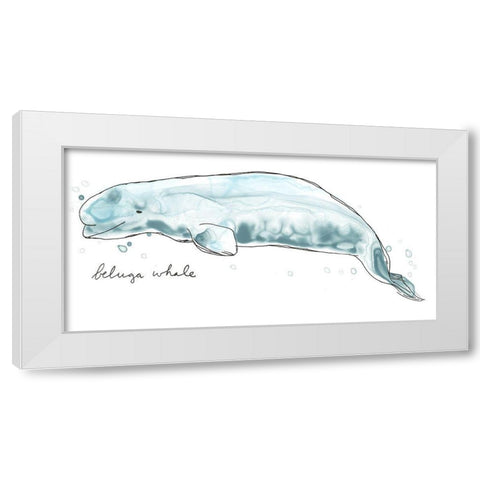 Cetacea Beluga Whale White Modern Wood Framed Art Print by Vess, June Erica