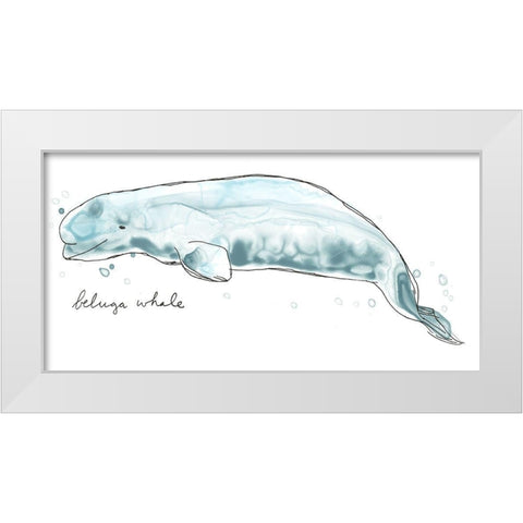 Cetacea Beluga Whale White Modern Wood Framed Art Print by Vess, June Erica