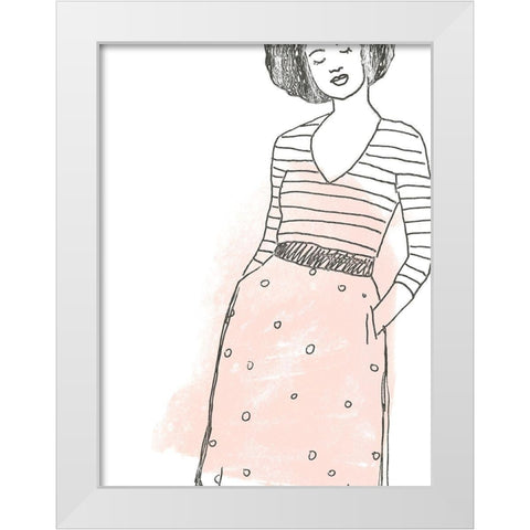 Fashion Sketches II White Modern Wood Framed Art Print by Vess, June Erica