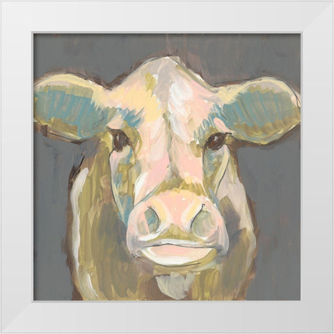 Blush Faced Cow I White Modern Wood Framed Art Print by Goldberger, Jennifer