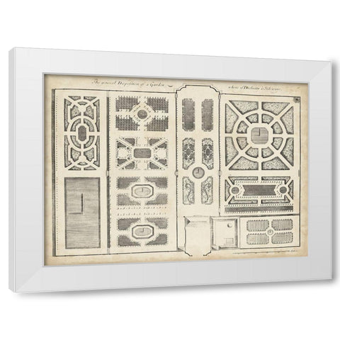 Antique Garden Design II White Modern Wood Framed Art Print by d Argenville, DeZallier