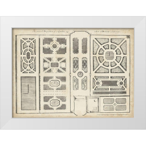 Antique Garden Design II White Modern Wood Framed Art Print by d Argenville, DeZallier
