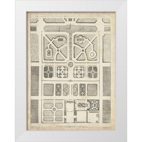 Antique Garden Design III White Modern Wood Framed Art Print by d Argenville, DeZallier