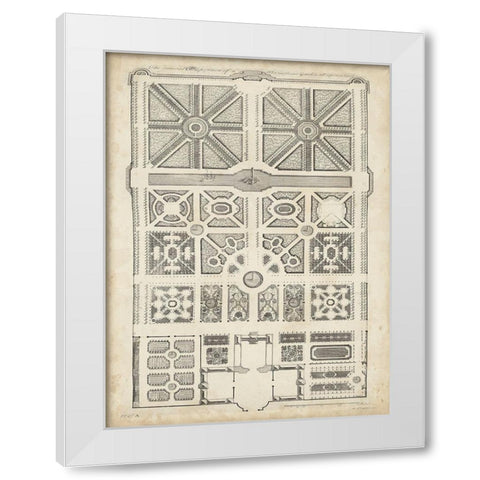 Antique Garden Design IV White Modern Wood Framed Art Print by d Argenville, DeZallier