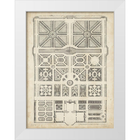 Antique Garden Design IV White Modern Wood Framed Art Print by d Argenville, DeZallier