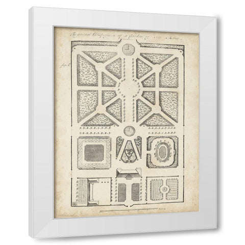 Antique Garden Design V White Modern Wood Framed Art Print by d Argenville, DeZallier