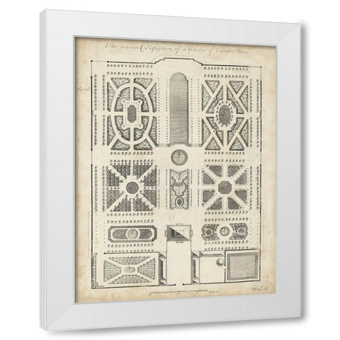 Antique Garden Design VI White Modern Wood Framed Art Print by d Argenville, DeZallier