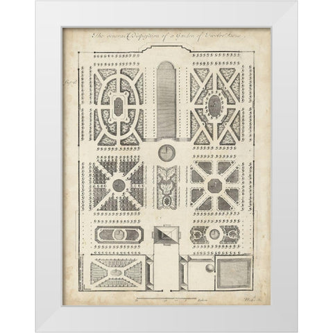 Antique Garden Design VI White Modern Wood Framed Art Print by d Argenville, DeZallier