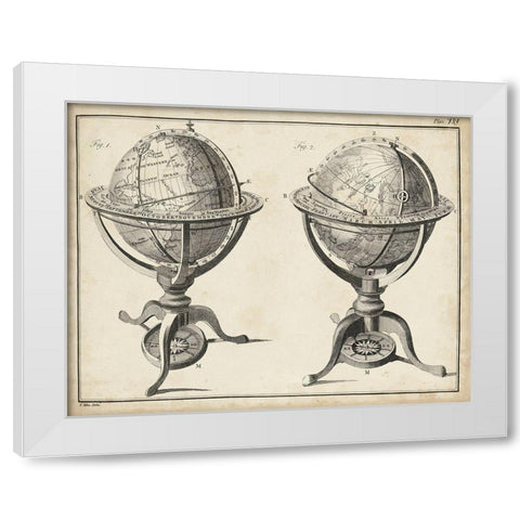 Antique Terrestrial and Celestial Globes White Modern Wood Framed Art Print by Adams, George