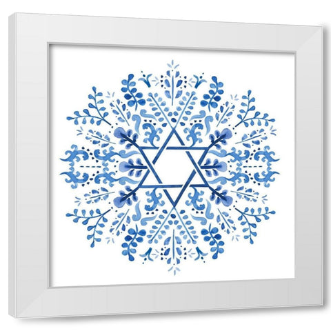 Indigo Hanukkah I White Modern Wood Framed Art Print by Borges, Victoria
