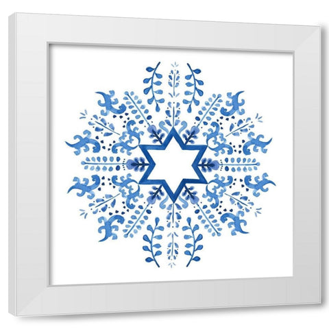 Indigo Hanukkah II White Modern Wood Framed Art Print by Borges, Victoria