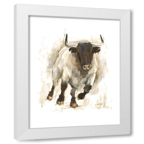 Rustic Bull I White Modern Wood Framed Art Print by Harper, Ethan