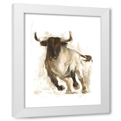 Rustic Bull II White Modern Wood Framed Art Print by Harper, Ethan