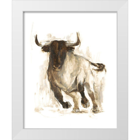 Rustic Bull II White Modern Wood Framed Art Print by Harper, Ethan