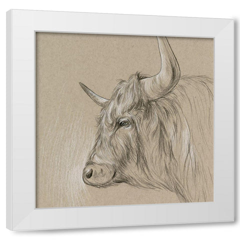 Bison Sketch II White Modern Wood Framed Art Print by Wang, Melissa