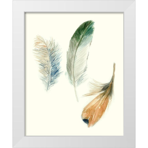 Watercolor Feathers II White Modern Wood Framed Art Print by Meagher, Megan