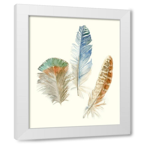 Watercolor Feathers III White Modern Wood Framed Art Print by Meagher, Megan
