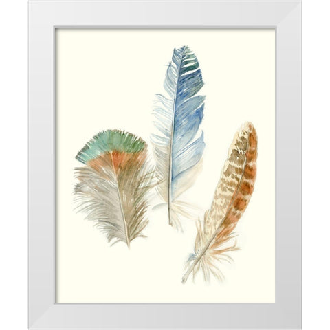 Watercolor Feathers III White Modern Wood Framed Art Print by Meagher, Megan