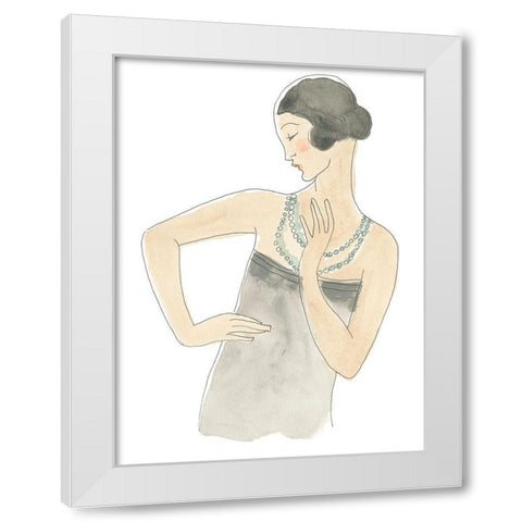 Flapper Fashion Sketches V White Modern Wood Framed Art Print by Vess, June Erica