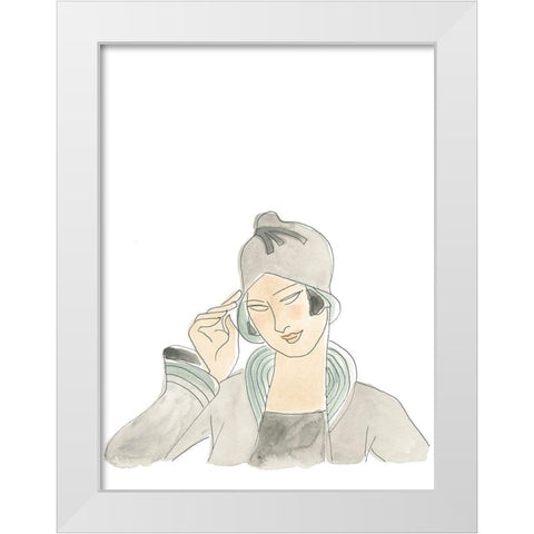 Flapper Fashion Sketches VI White Modern Wood Framed Art Print by Vess, June Erica