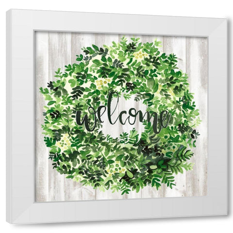 Welcome Wreath II White Modern Wood Framed Art Print by Parker, Jennifer Paxton