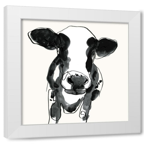 Cow Contour II White Modern Wood Framed Art Print by Borges, Victoria