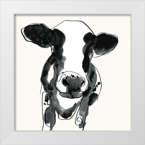 Cow Contour II White Modern Wood Framed Art Print by Borges, Victoria