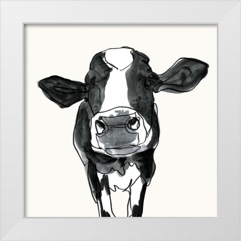 Cow Contour III White Modern Wood Framed Art Print by Borges, Victoria