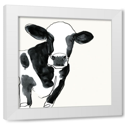 Cow Contour IV White Modern Wood Framed Art Print by Borges, Victoria
