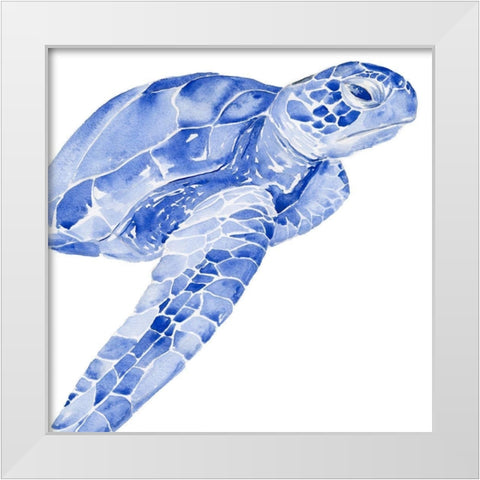 Ultramarine Sea Turtle II White Modern Wood Framed Art Print by Parker, Jennifer Paxton