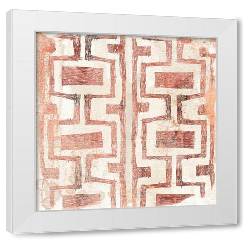 Red Earth Textile V White Modern Wood Framed Art Print by Vess, June Erica