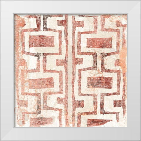 Red Earth Textile V White Modern Wood Framed Art Print by Vess, June Erica