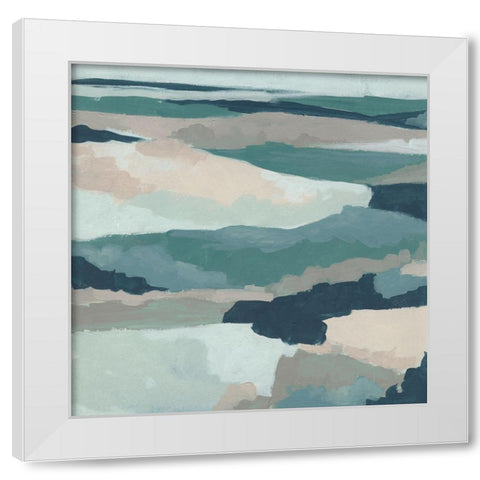 Blue Vista I White Modern Wood Framed Art Print by Vess, June Erica