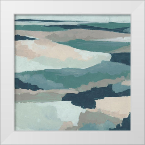 Blue Vista I White Modern Wood Framed Art Print by Vess, June Erica