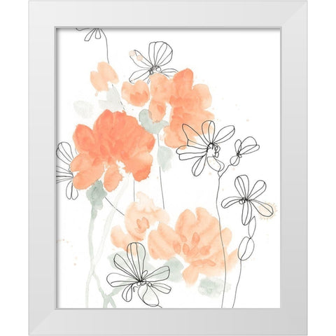 Blush Peonies I White Modern Wood Framed Art Print by Vess, June Erica