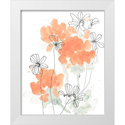 Blush Peonies II White Modern Wood Framed Art Print by Vess, June Erica