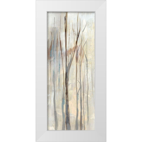 Wispy Birches I White Modern Wood Framed Art Print by Goldberger, Jennifer