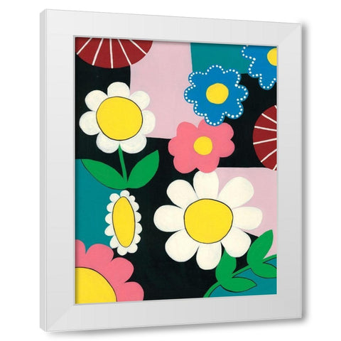 Vivid Blossoms I White Modern Wood Framed Art Print by Moore, Regina