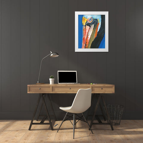 Vibrant Pelican I White Modern Wood Framed Art Print by Parker, Jennifer Paxton