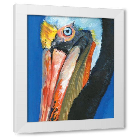Vibrant Pelican I White Modern Wood Framed Art Print by Parker, Jennifer Paxton