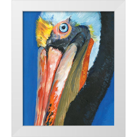 Vibrant Pelican I White Modern Wood Framed Art Print by Parker, Jennifer Paxton