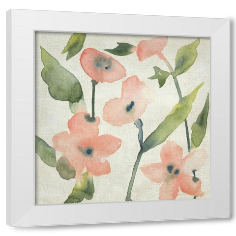 Blush Pink Blooms I White Modern Wood Framed Art Print by Zarris, Chariklia