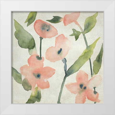 Blush Pink Blooms I White Modern Wood Framed Art Print by Zarris, Chariklia